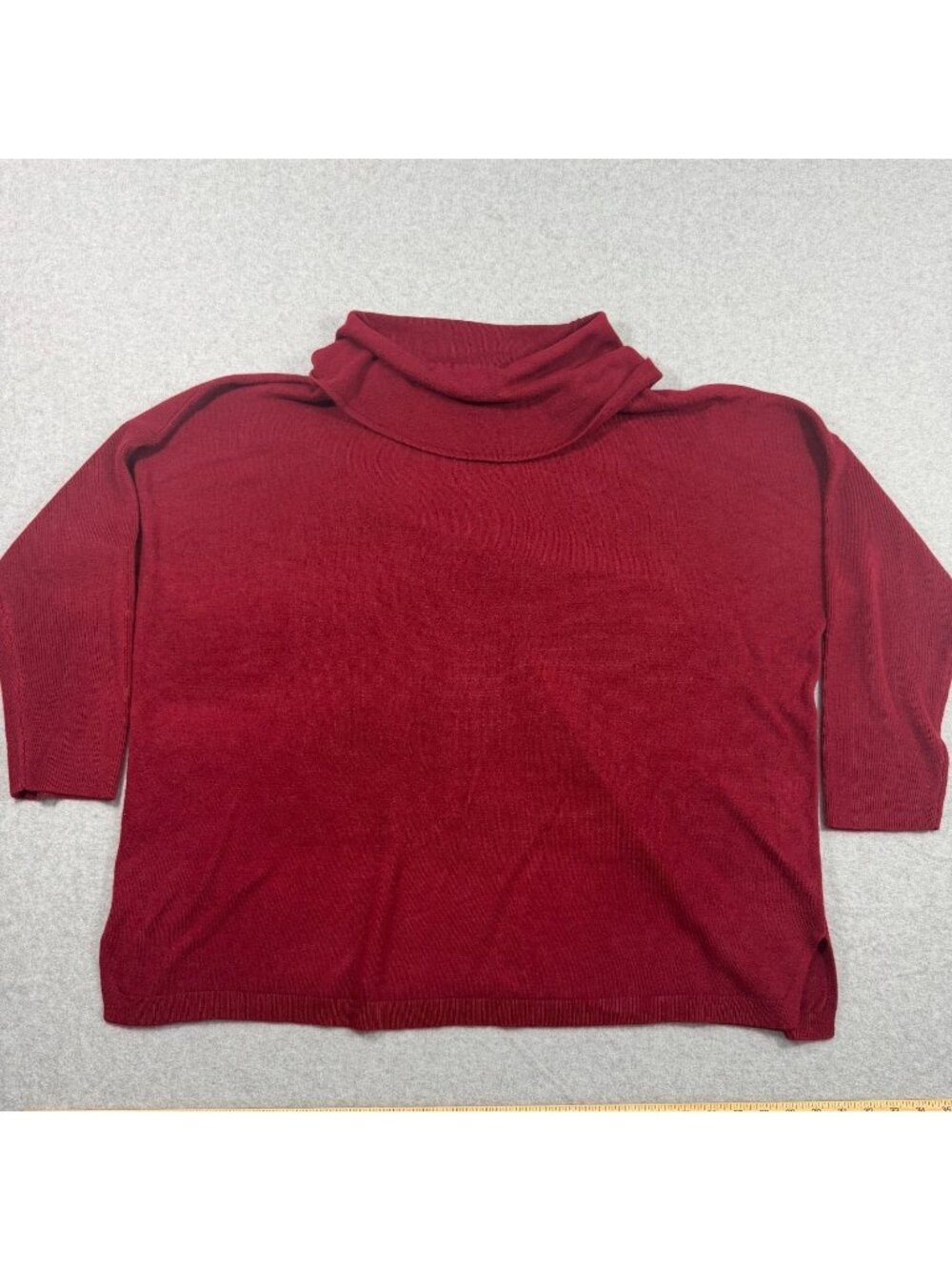 Sag Harbor Woman Plus Size Turtleneck Sweater Burgundy 3X 3/4 Sleeve